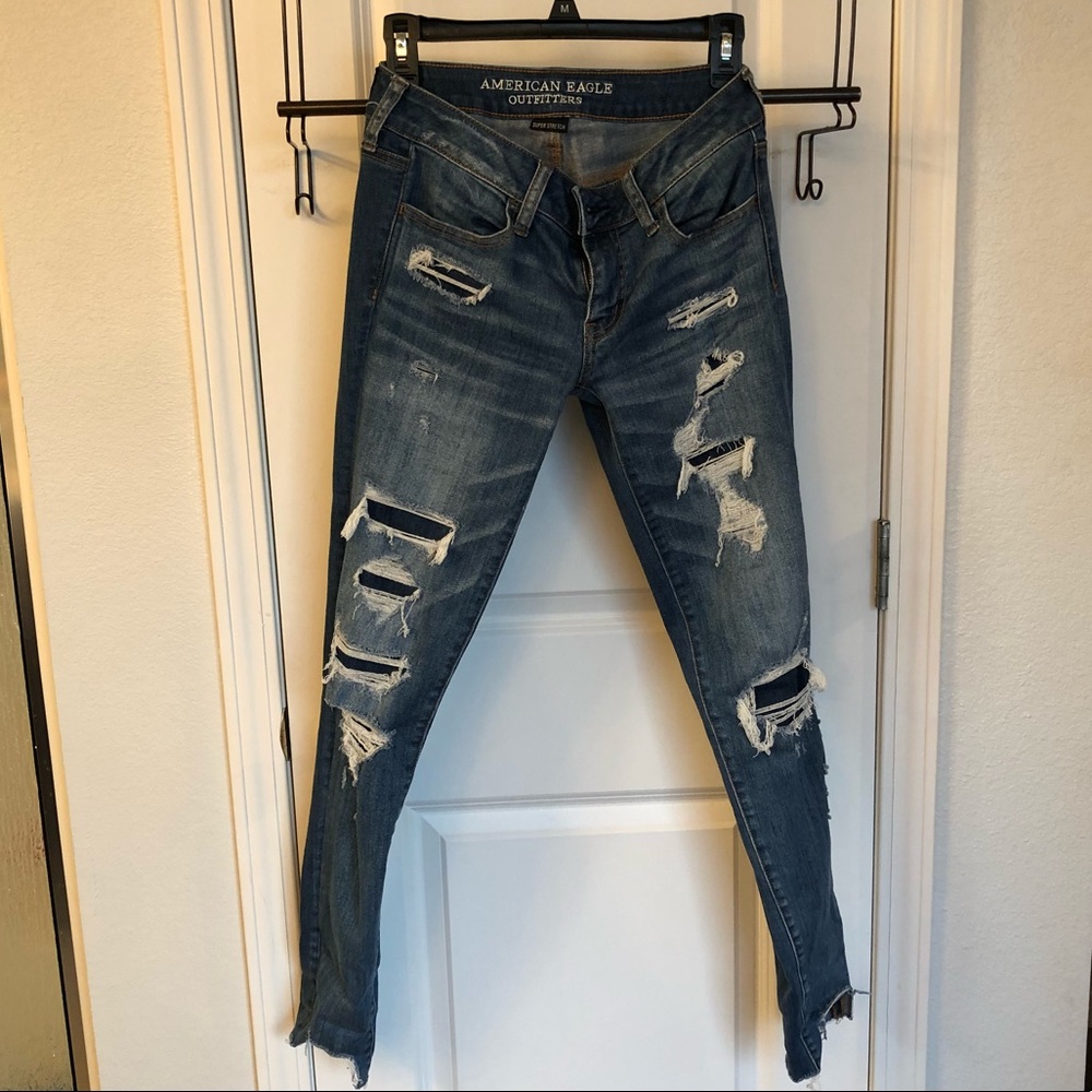 American eagle super low distressed jegging